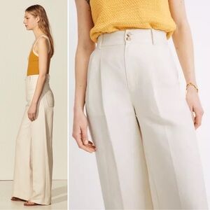NWT Madewell Linen Drapey Pleated Wide Leg Pants size 14